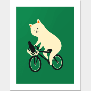 Happy go Lucky Cat 3 ride to the moon Posters and Art